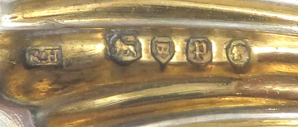 Set of 6 Antique Victorian Sterling Silver Dolphin Shell Salt Cellars 1870