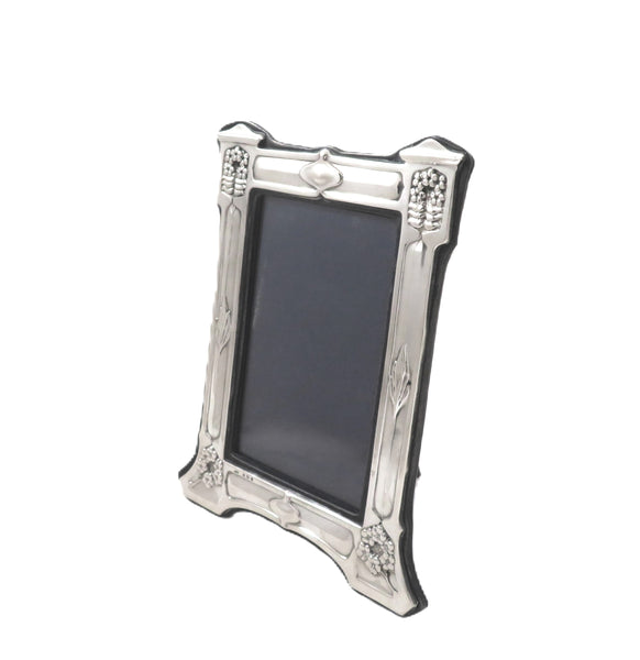 Antique Art Nouveau Sterling Silver 8" Photo Frame 1907