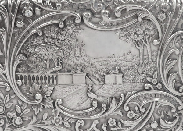 Antique Late Victorian Sterling Silver Card Case/Aide Memoir 'The Music Lesson' 1900