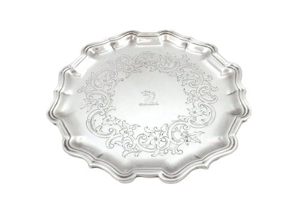 Antique Georgian Sterling Silver Card Tray 1735