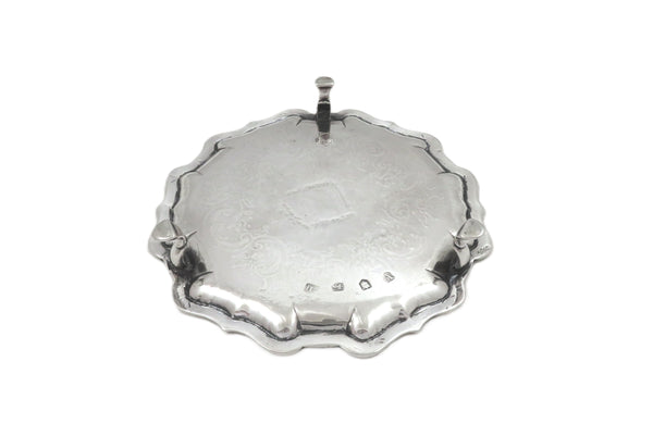 Antique Georgian Sterling Silver Card Tray 1735