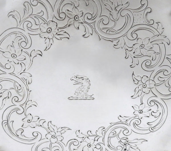 Antique Georgian Sterling Silver Card Tray 1735