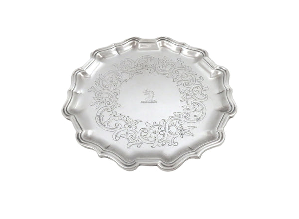 Antique Georgian Sterling Silver Card Tray 1735