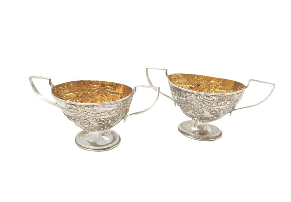 Pair of Antique Victorian Sterling Silver Salts 1899