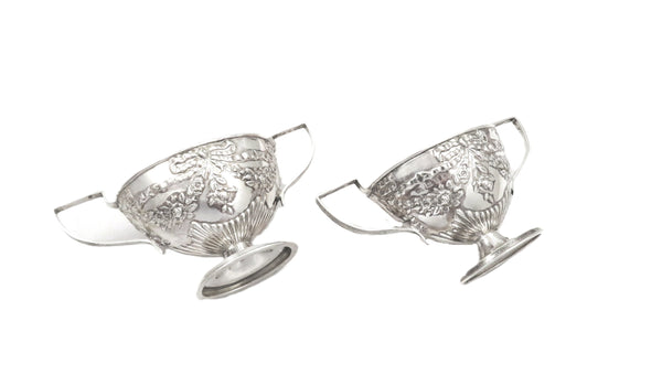 Pair of Antique Victorian Sterling Silver Salts 1899