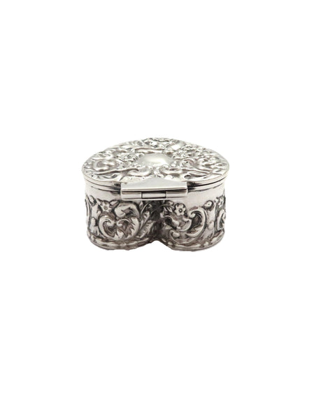 Antique Edwardian Sterling Silver 'Heart' Trinket Box 1910
