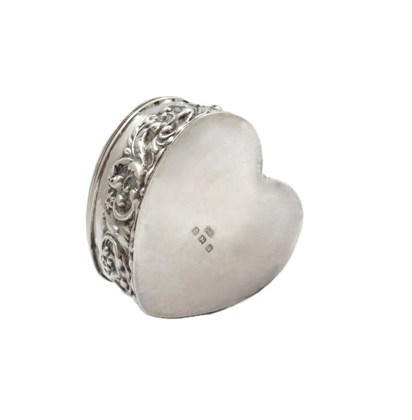 Antique Edwardian Sterling Silver 'Heart' Trinket Box 1910