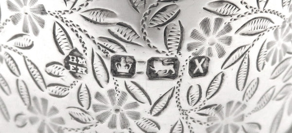 Set of 6 Antique Sterling Silver Napkin Rings in Case 1891