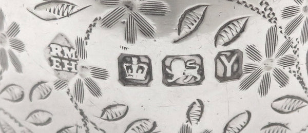 Set of 6 Antique Sterling Silver Napkin Rings in Case 1891