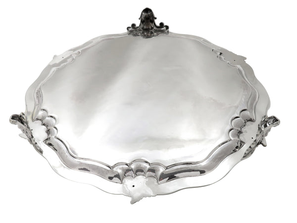 Antique Early Victorian Sterling Silver 12" Tray / Salver 1848