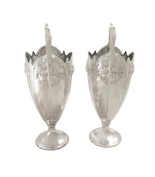 Pair of Antique Edwardian Sterling Silver Vases 1907