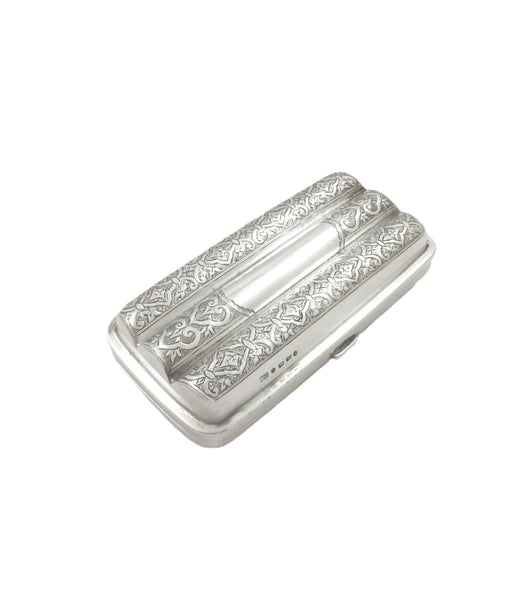 Antique Victorian Sterling Silver Cigar Case 1887