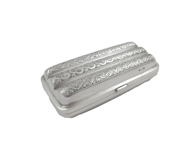 Antique Victorian Sterling Silver Cigar Case 1887