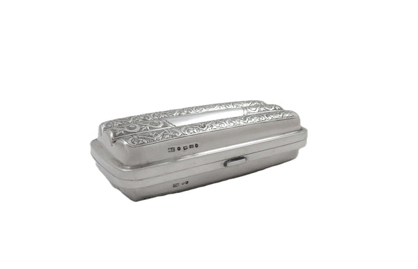 Antique Victorian Sterling Silver Cigar Case 1887