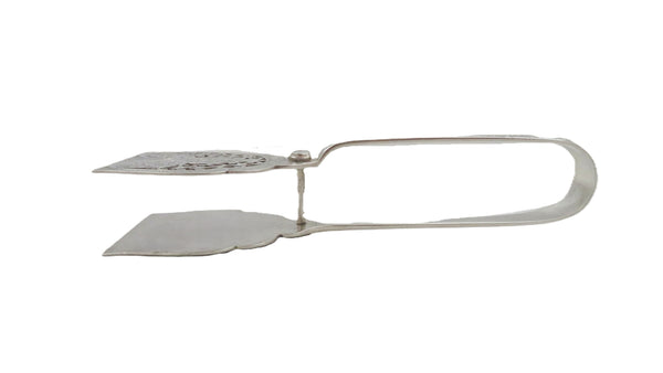 Pair of Antique Victorian Sterling Silver Cake / Bread Serving Tongs 1899