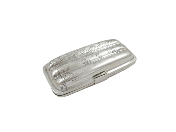 Antique Victorian Sterling Silver 'Birds' Cigar Case 1880
