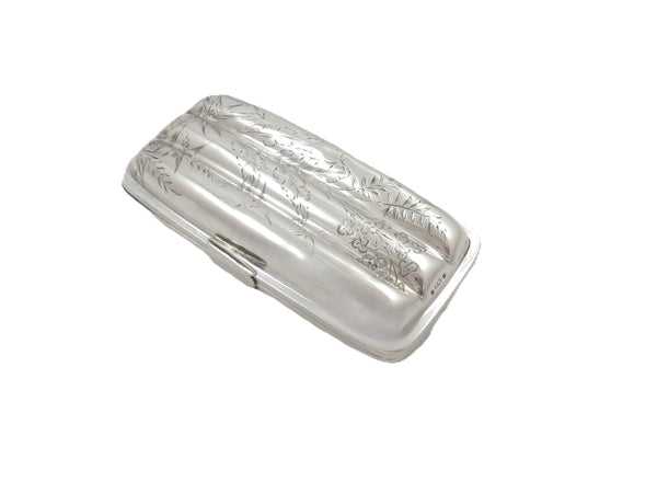 Antique Victorian Sterling Silver 'Birds' Cigar Case 1880