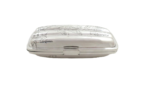 Antique Victorian Sterling Silver 'Birds' Cigar Case 1880