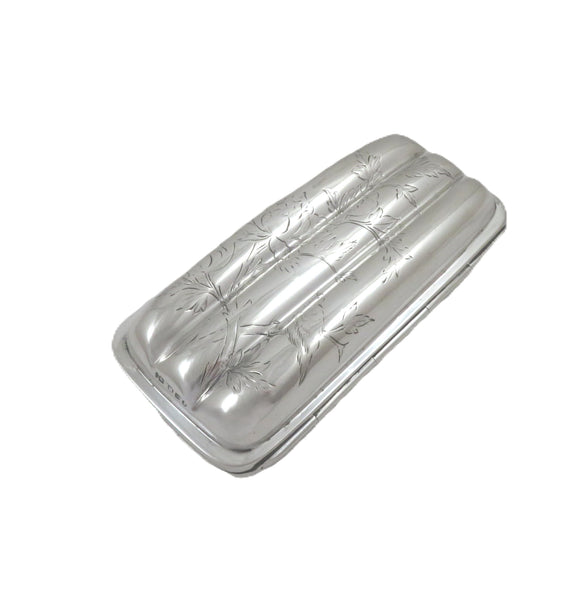 Antique Victorian Sterling Silver 'Birds' Cigar Case 1880