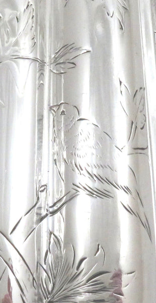 Antique Victorian Sterling Silver 'Birds' Cigar Case 1880