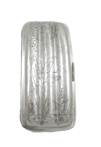 Antique Victorian Sterling Silver 'Birds' Cigar Case 1880