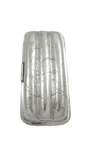 Antique Victorian Sterling Silver 'Birds' Cigar Case 1880