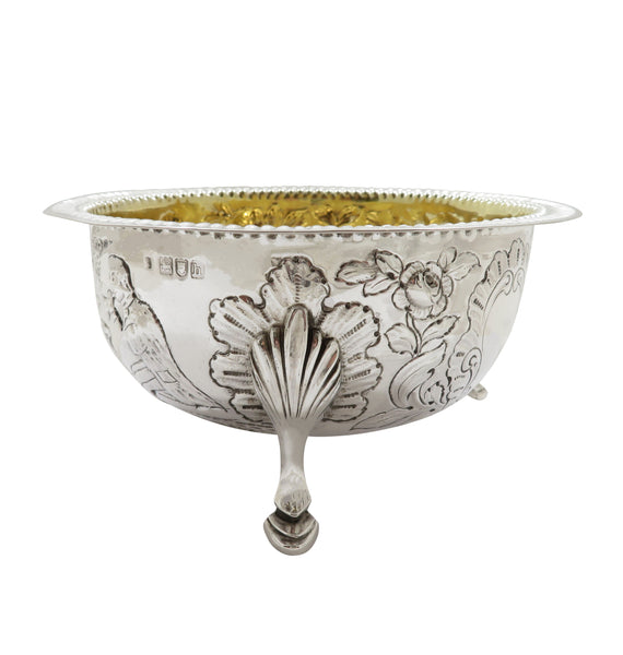 Antique Edwardian Sterling Silver Bowl with Scenes 1903