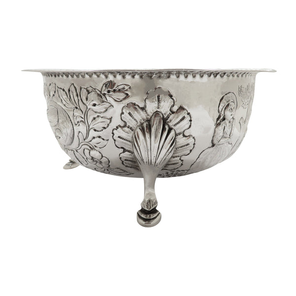 Antique Edwardian Sterling Silver Bowl with Scenes 1903