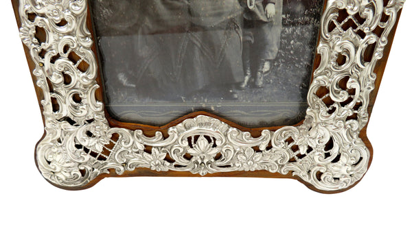 Antique Edwardian Sterling Silver 8" Photo Frame 1903