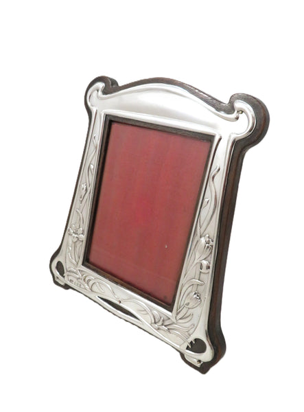 Antique Art Nouveau Sterling Silver 7 3/4"Photo Frame 1906