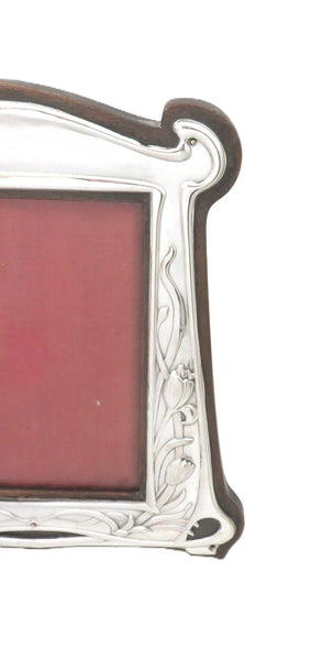Antique Art Nouveau Sterling Silver 7 3/4"Photo Frame 1906