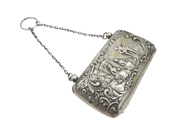 Antique Victorian Sterling Silver Purse 1900 - The Music Lesson