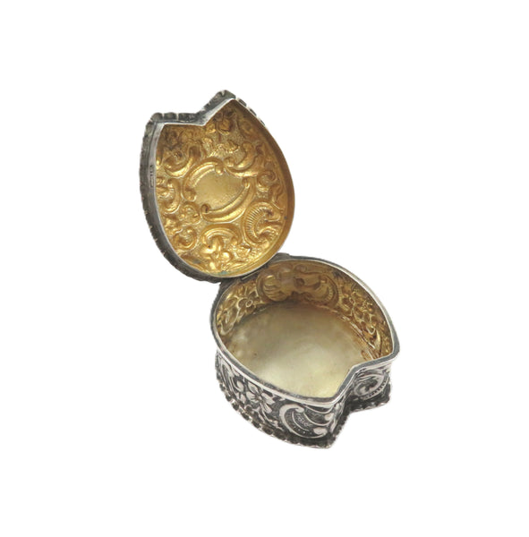 Antique Victorian Sterling Silver 'Horseshoe' Trinket / Pill Box 1900