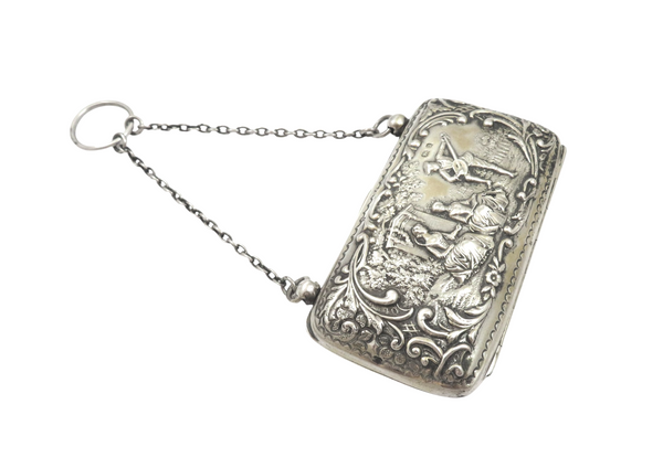 Antique Victorian Sterling Silver Purse 1900 - The Music Lesson