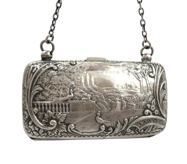 Antique Victorian Sterling Silver Purse 1900 - The Music Lesson