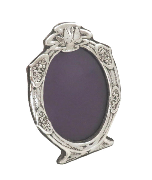 Antique Art Nouveau Sterling Silver 'Butterfly' Photo Frame 1905