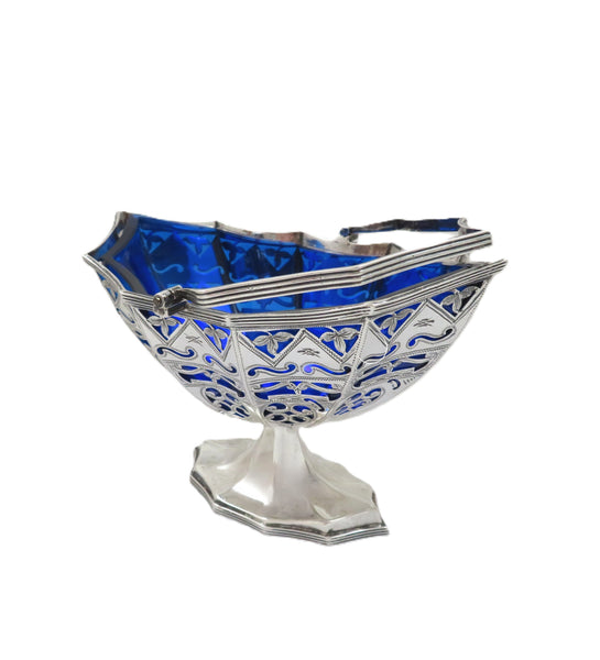 Antique Edwardian Sterling Silver Basket with Liner 1901