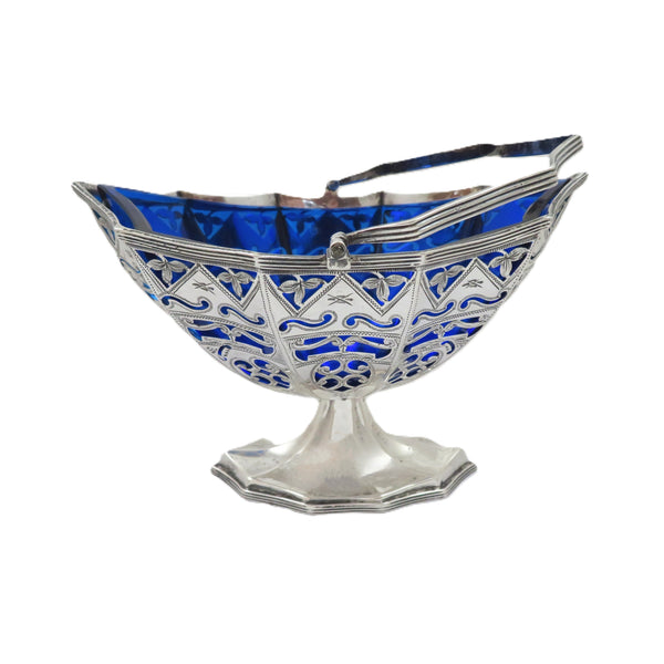 Antique Edwardian Sterling Silver Basket with Liner 1901
