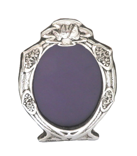 Antique Art Nouveau Sterling Silver 'Butterfly' Photo Frame 1905