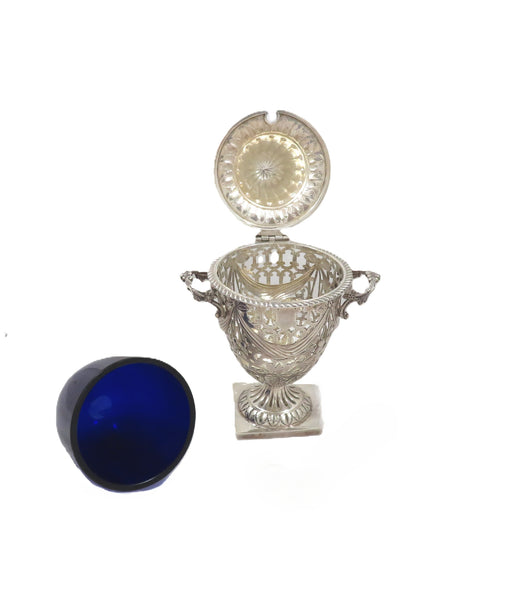 Antique Edwardian Sterling Silver Sugar Basket / Urn with Lid 1906
