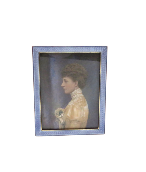 Antique Sterling Silver & Blue Enamel Photo Frame 1920