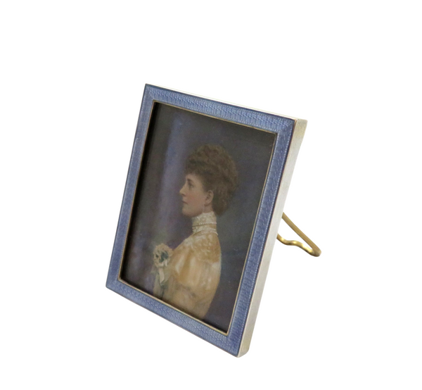 Antique Sterling Silver & Blue Enamel Photo Frame 1920