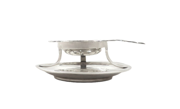 Antique Sterling Silver Tea - Strainer & Drip Bowl 1921