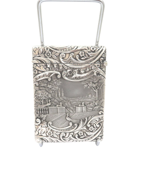 Antique Edwardian Sterling Silver Card Case - 1904 - The Music Lesson