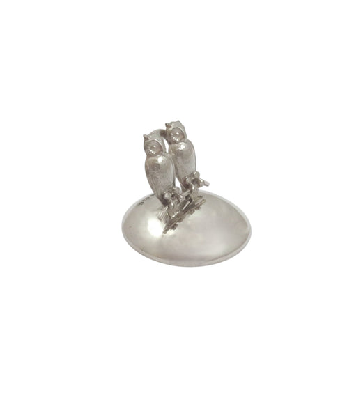 Antique George V Sterling Silver 'Owl' Menu Holder in Case 1935