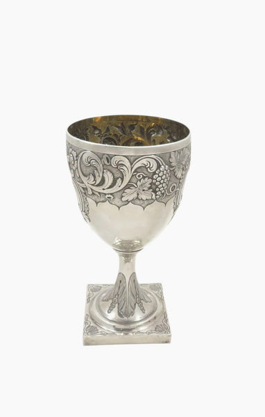 Antique Georgian Sterling Silver Wine Goblet with Crest 1803