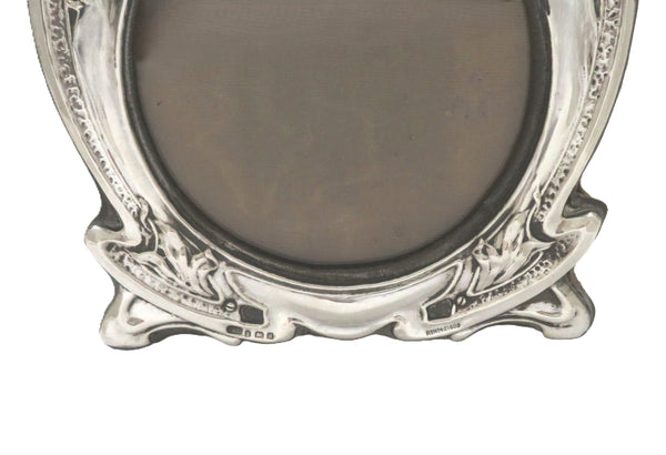Antique Art Nouveau Sterling Silver 'Dinna Forget' Photo Frame 1903