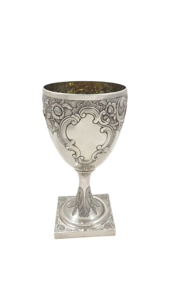 Antique Georgian Sterling Silver Wine Goblet with Crest 1803