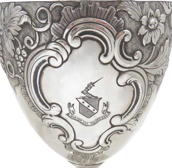 Antique Georgian Sterling Silver Wine Goblet with Crest 1803