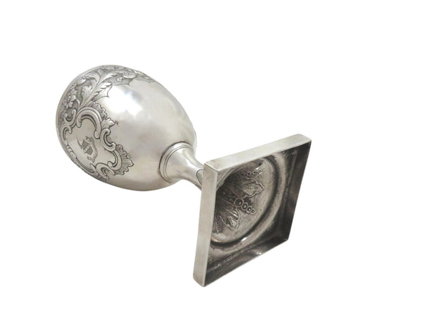 Antique Georgian Sterling Silver Wine Goblet with Crest 1803